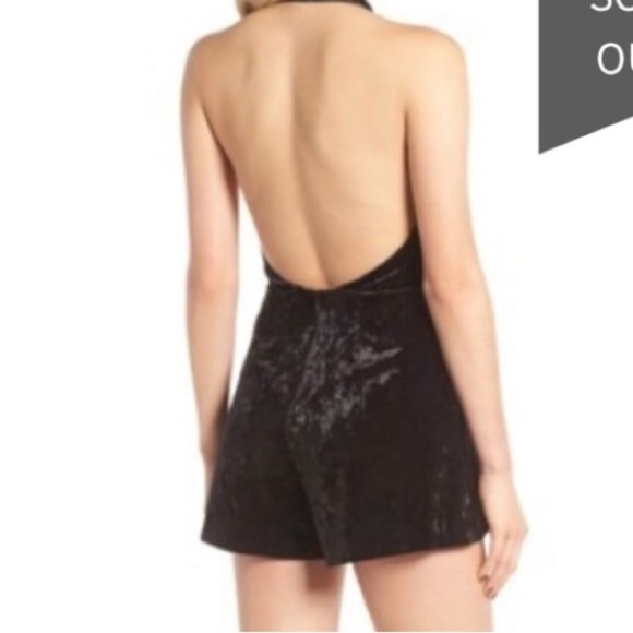 Astr velvet romper halter shorts soft lined black small open back Loretta - Picture 1 of 7